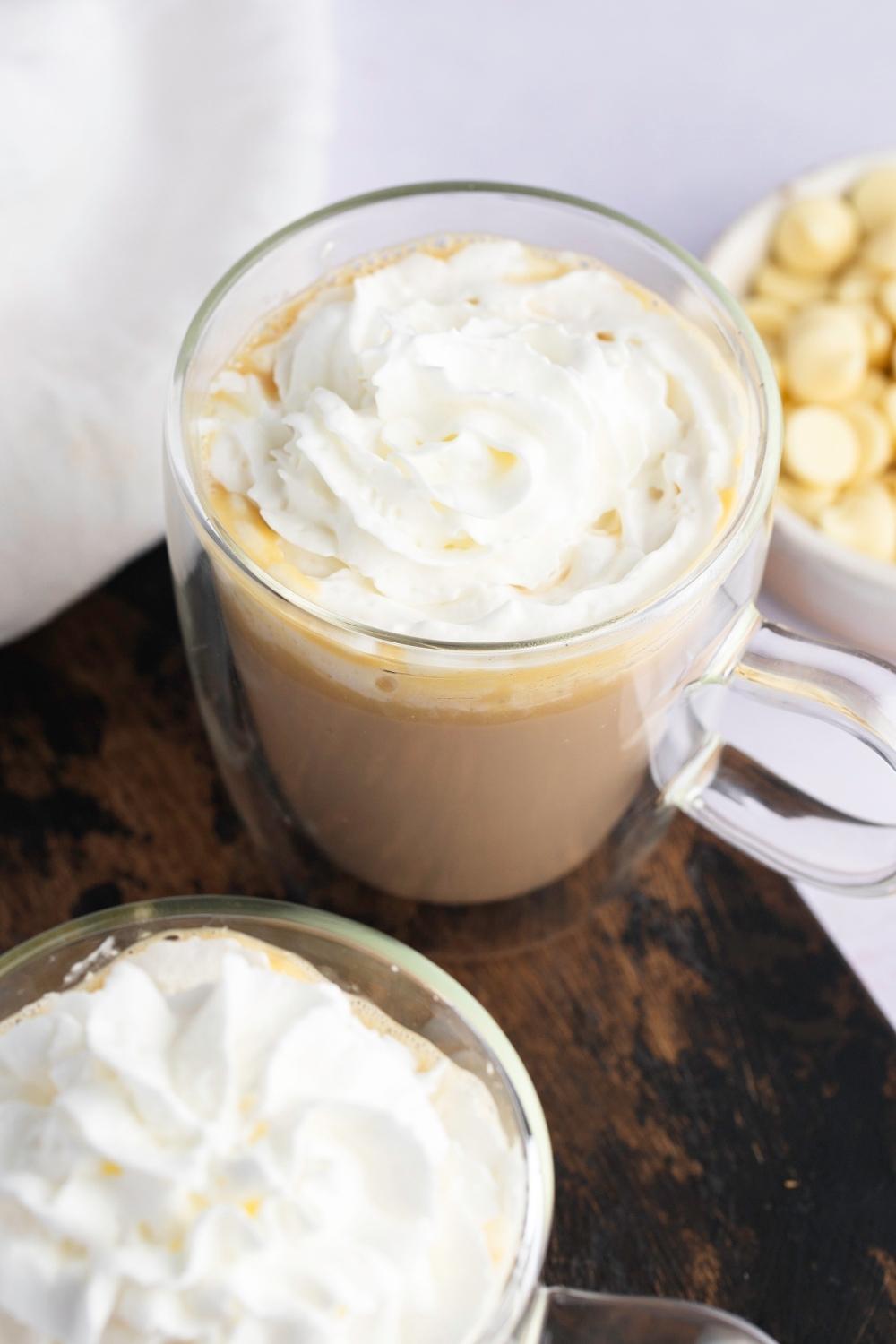 A Glass of Homemade Starbucks White Chocolate Mocha