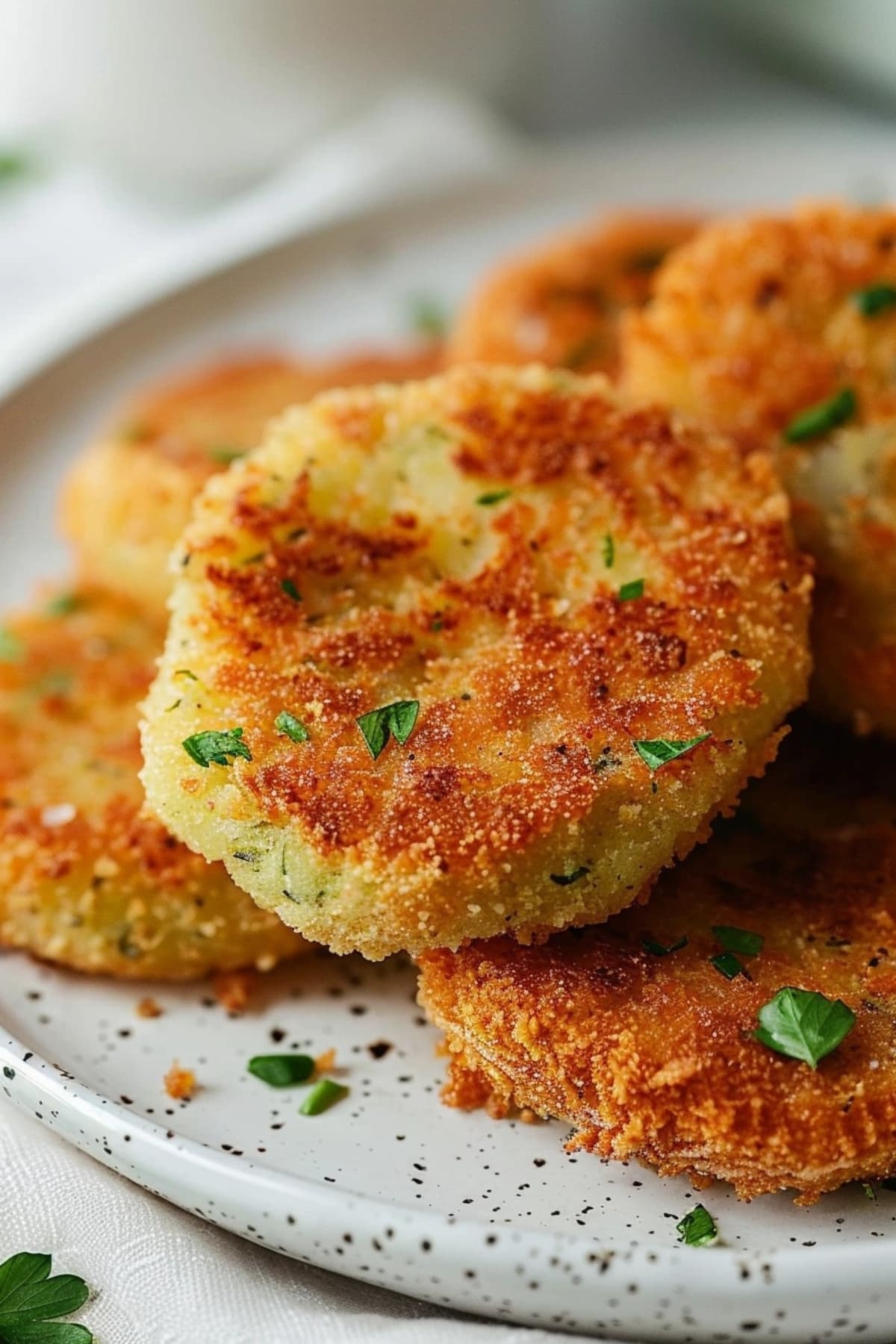 Air Fryer Fried Green Tomatoes served on a plate