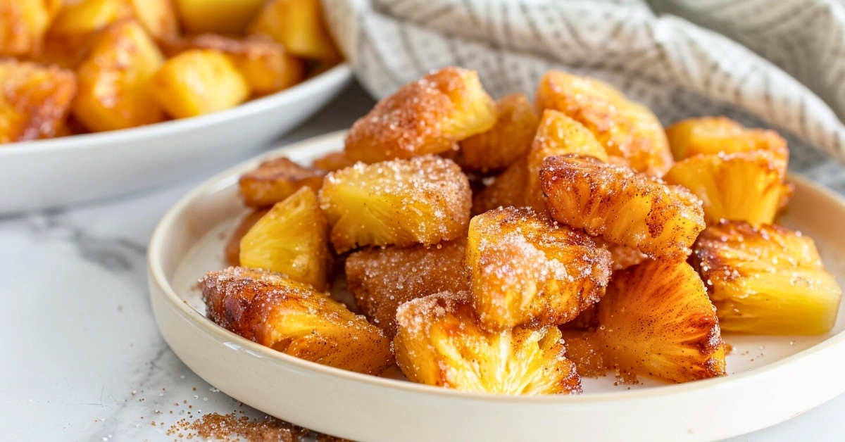 Air Fried Pineapples on Plate