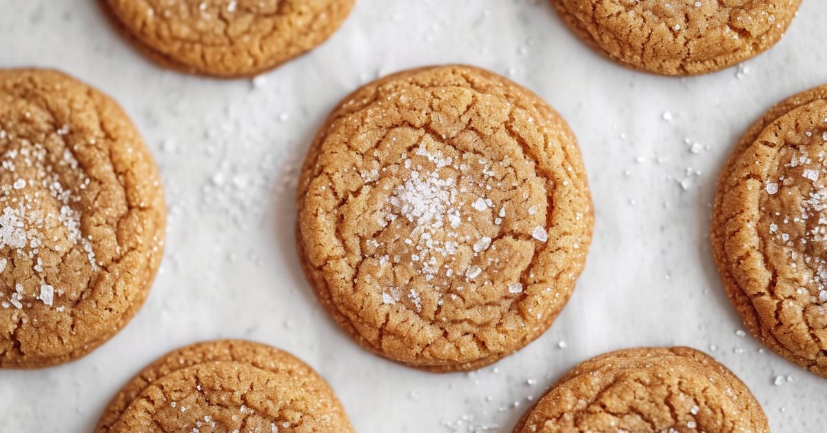 Chewy Brown Sugar Cookies on parchment paper, top view