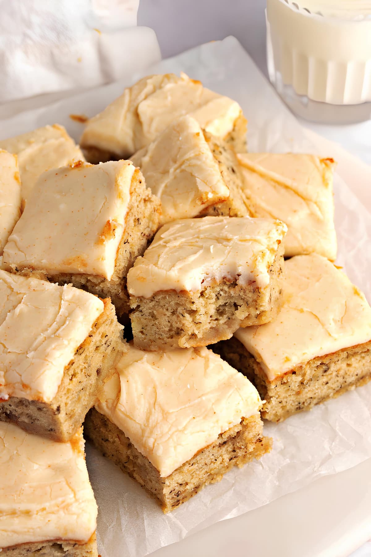 Homemade Banana Bread Brownies with Chopped Walnuts