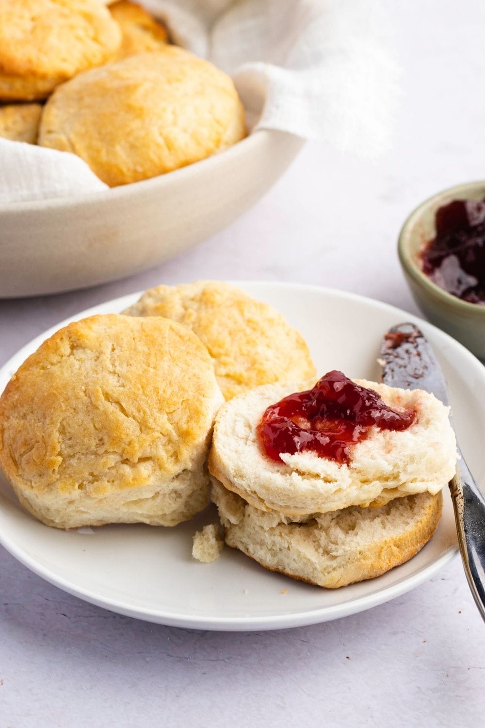 Homemade Cracker Barrel Buttermilk Biscuits with Jam