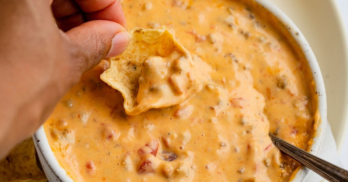 Homemade Creamy and Cheesy Velveeta Sausage Dip with Tortilla Chips