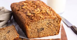 Homemade Moist and Tender Banana Bread with Chopped Walnuts