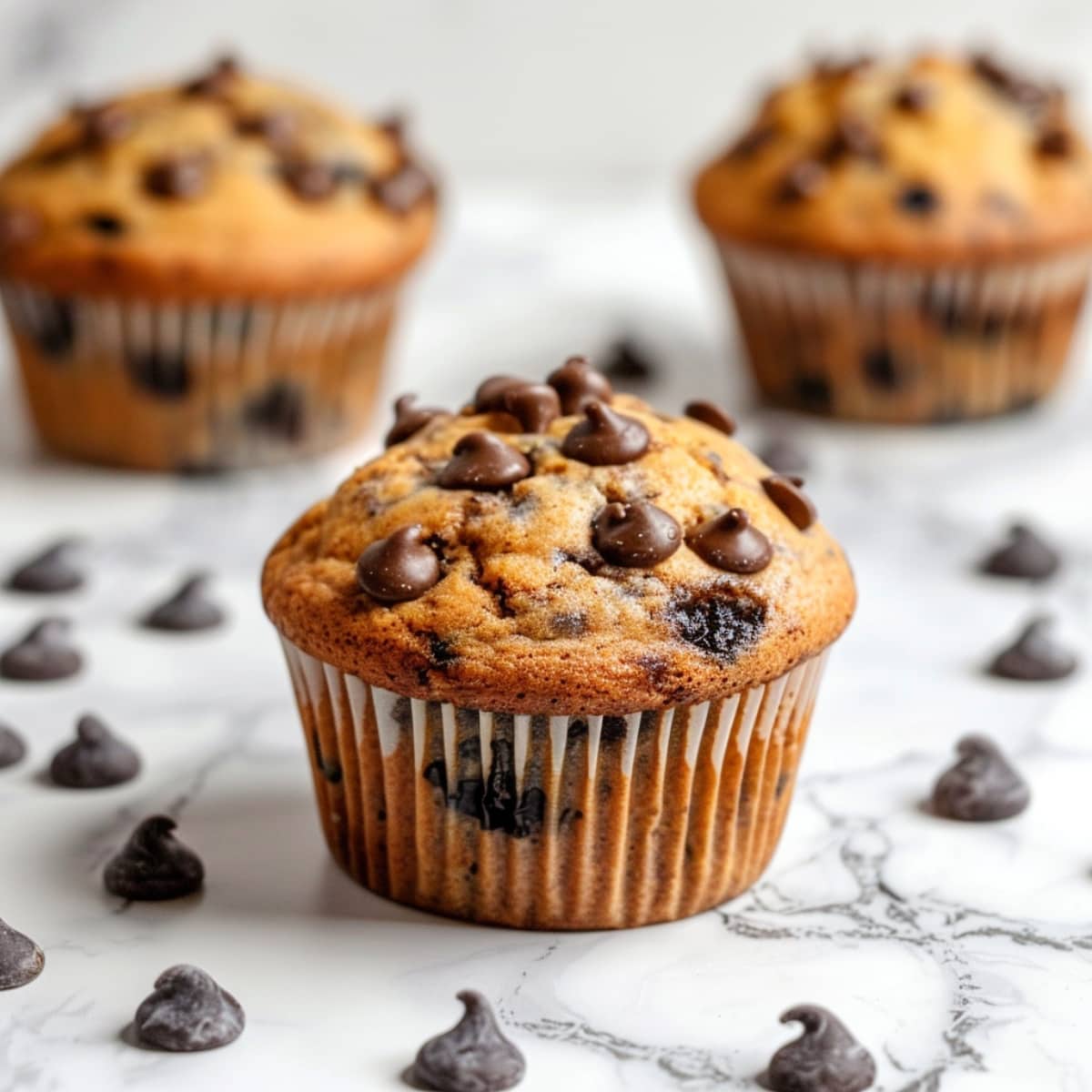 Muffins with kodiak cake mix, chocolate chips and blueberries