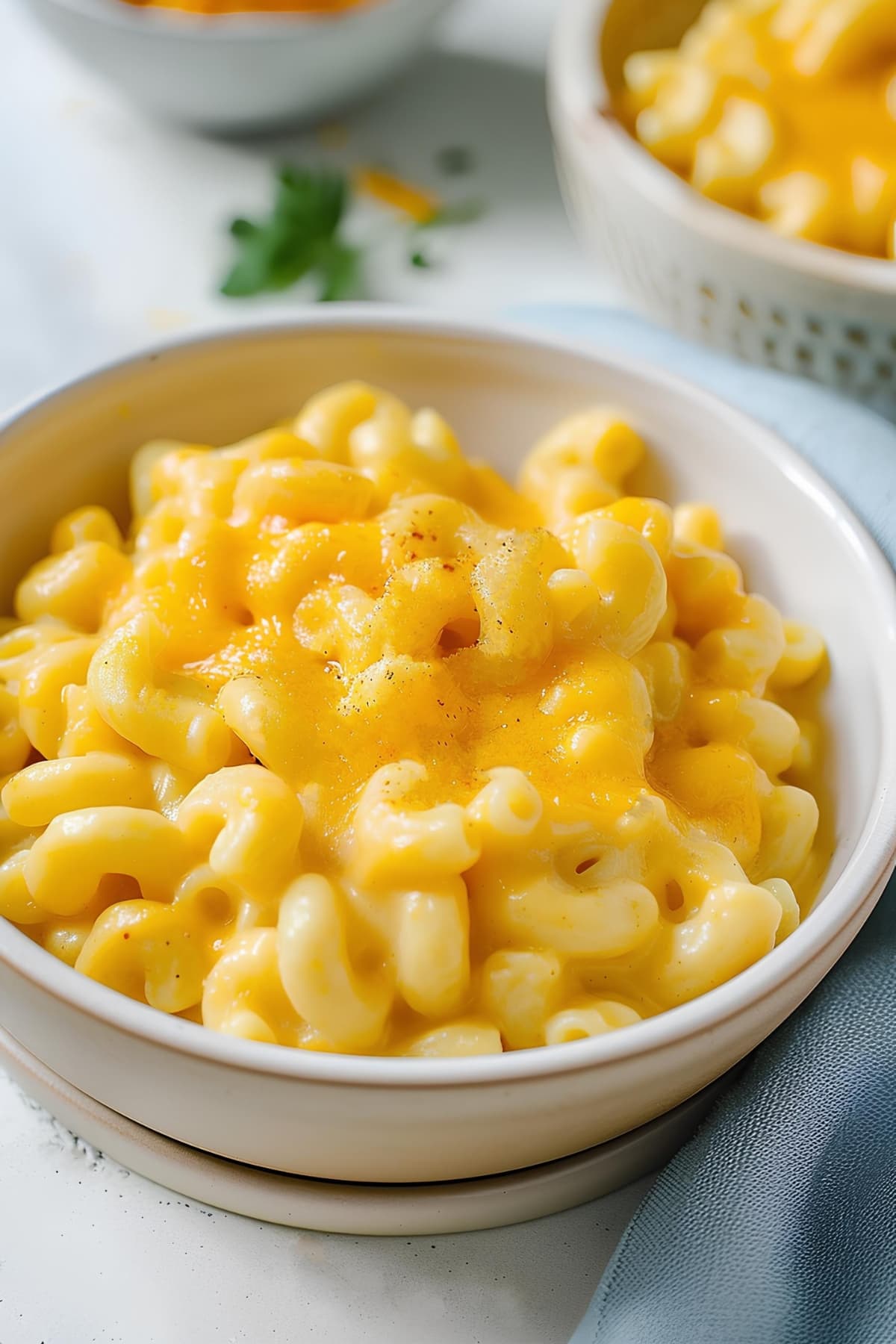 Bowl of homemade creamy macaroni and cheese