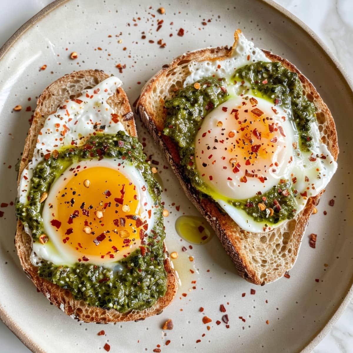 Pesto Eggs on Toast