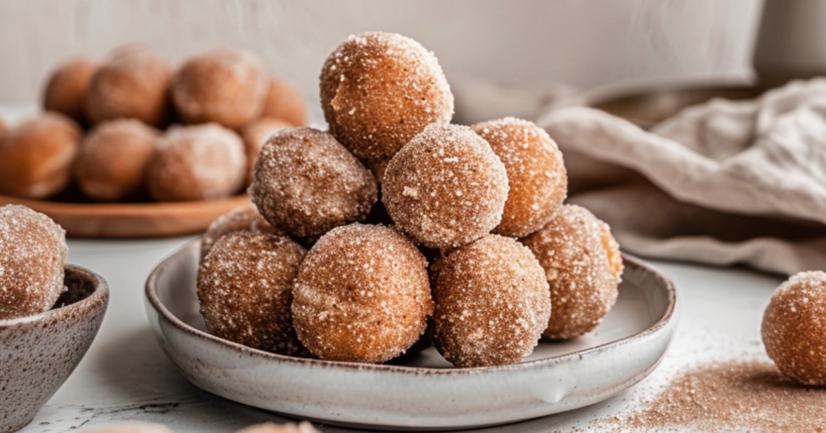 Plate of Cinnamon Sugar Donut Holes