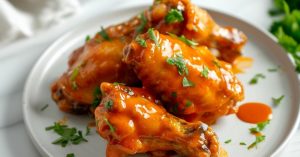 Platter of air fryer buffalo wings