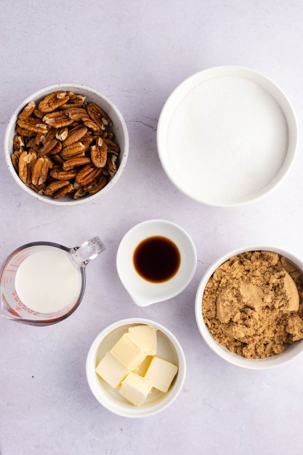 Praline Ingredients - Toasted Pecans, Sugar, Milk and Butter