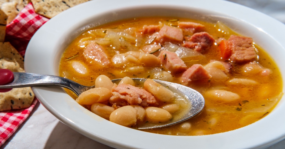 Senate bean soup in a bowl.