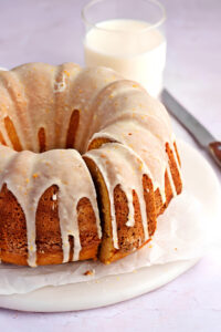 Sweet Potato Bundt Cake Served with a Glass of Milk