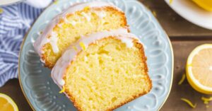 Homemade lemon loaf bread with sugar glazed icing